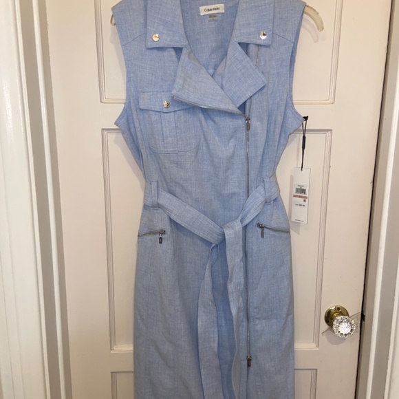 NEW CALVIN KLEIN MOTO BLUE WRAP DRESS SZ 12 NEW WITH TAGS - Picture 5 of 10